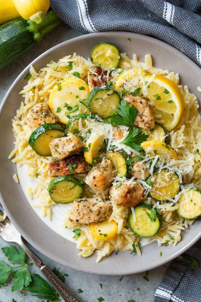 skillet lemon parmesan chicken with zucchini and squash recipe