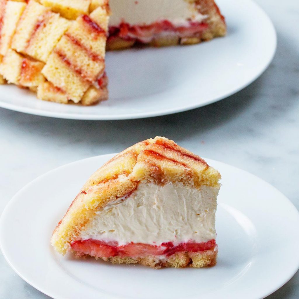 strawberry shortcake cheesecake dome (charlotte royale) recipe