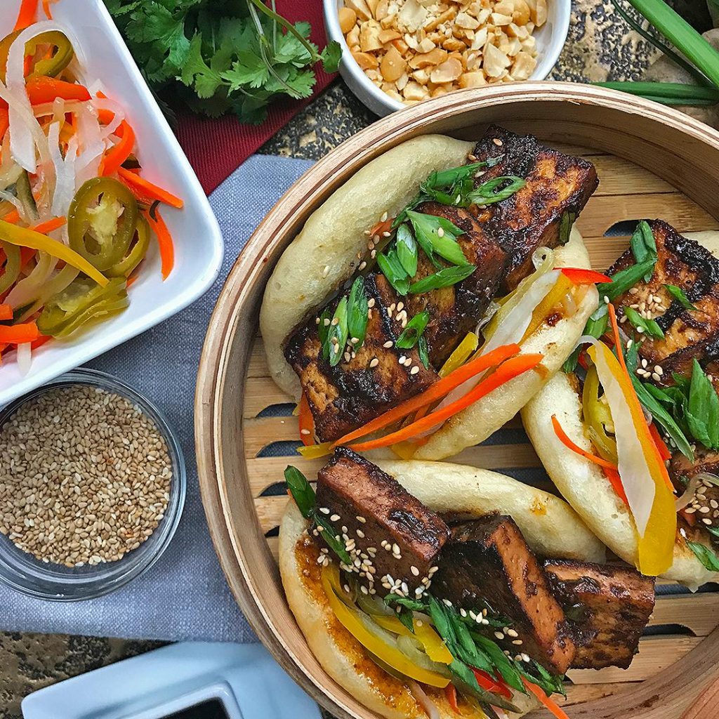 tofu bao buns with pickled vegetables recipe
