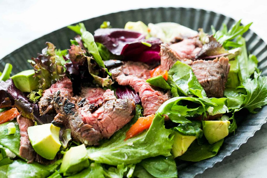 easy steak salad with lemon vinaigrette recipe