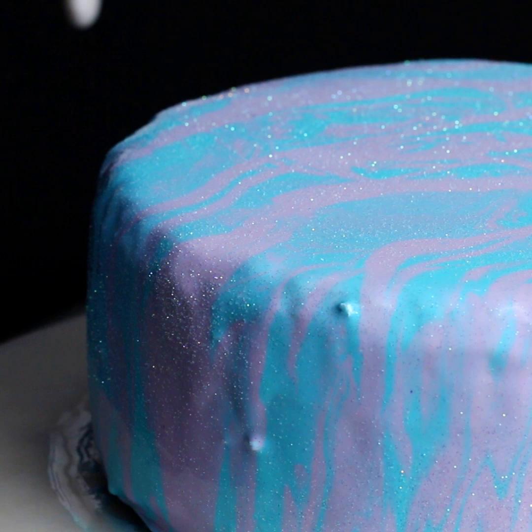 Ginger and Lime Galaxy Mirror Glaze Cake