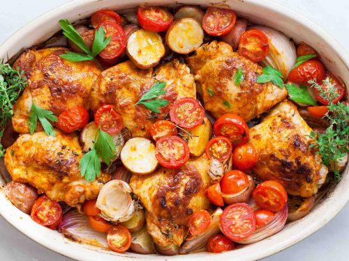 one-pan paprika chicken with potatoes and tomatoes recipe