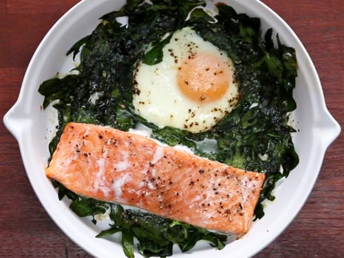 one-pan salmon and egg bake recipe
