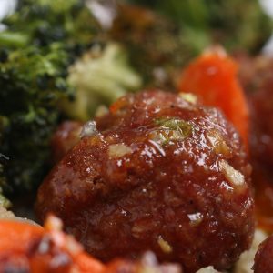 orange glazed meatballs and veggies recipe