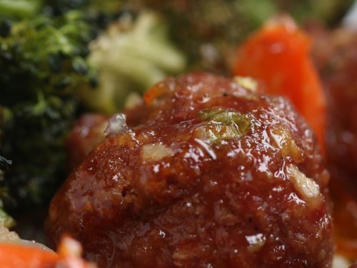 orange glazed meatballs and veggies recipe