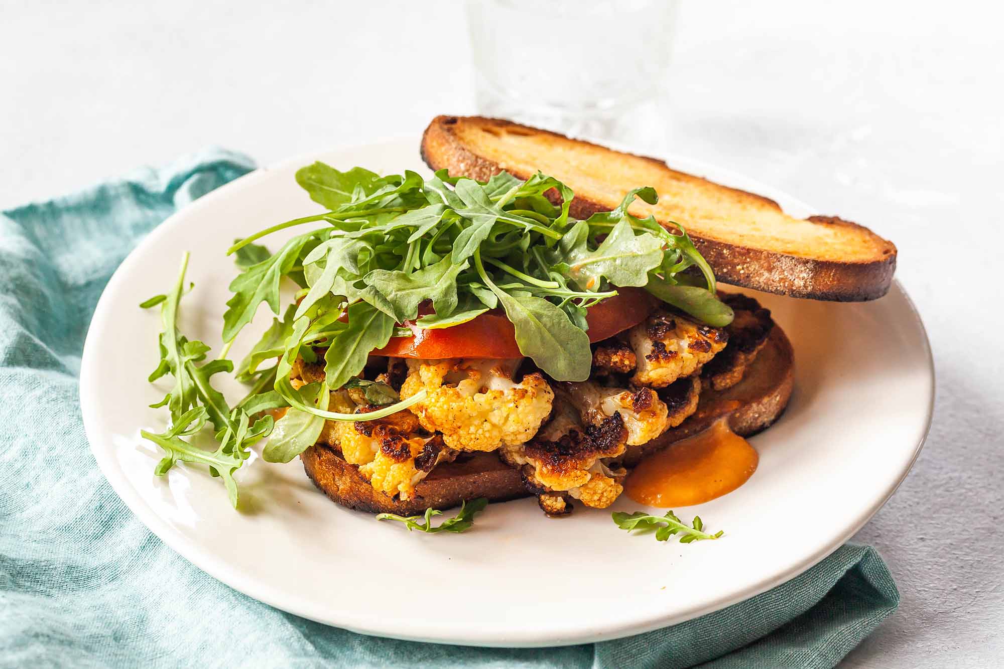 Cauliflower Steak Sandwiches with Red Pepper Aioli