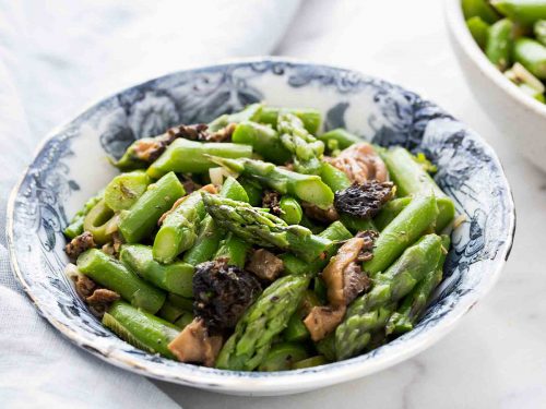 sautéed asparagus with morels recipe