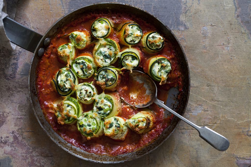 healthy spinach and ricotta zucchini cannelloni