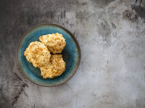creamy cheddar chive drop biscuits