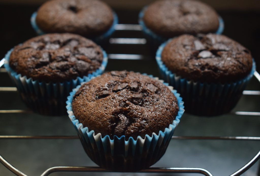 healthy chocolate fudge banana muffin