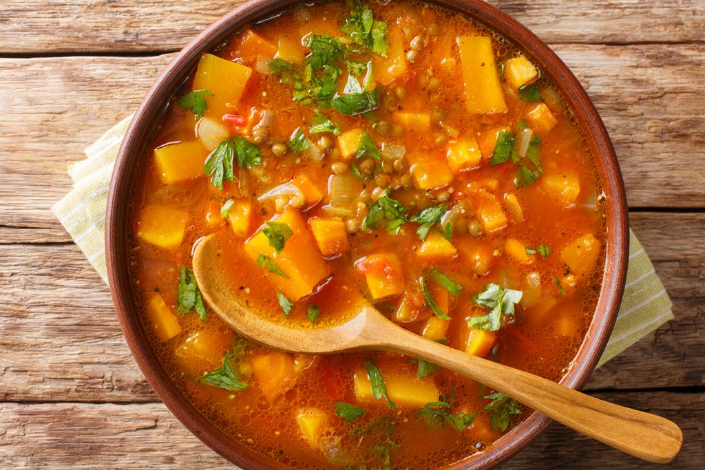 hearty sweet potato and lentil soup