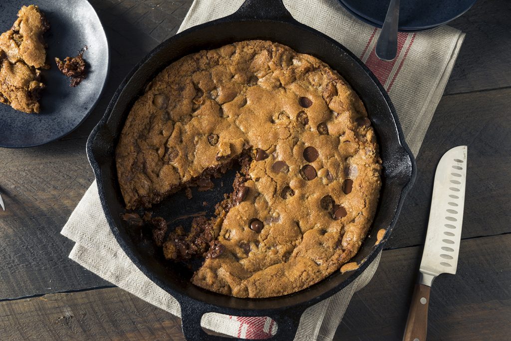 Secret Ingredient Peanut Butter Stuffed Chocolate Chip Skillet