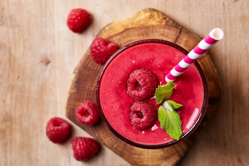 cold raspberry smoothie