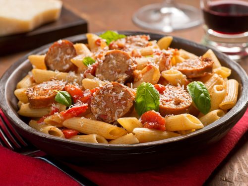 delicious sausage and pepper pasta