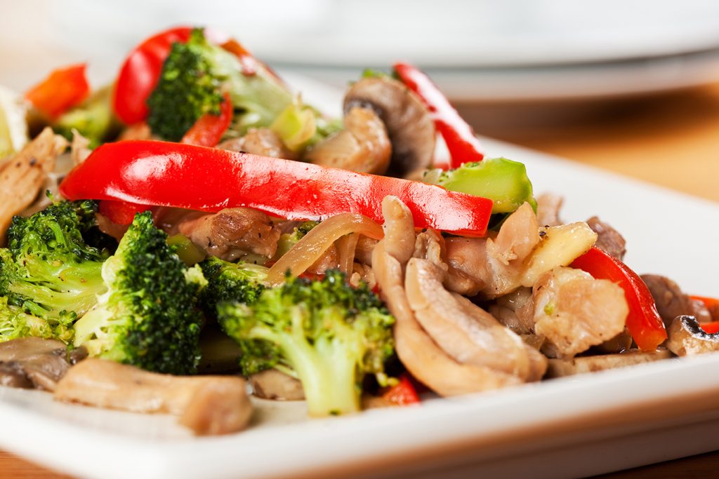 tasty stir-fry chicken and broccoli