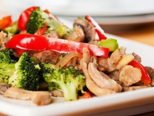 tasty stir-fry chicken and broccoli