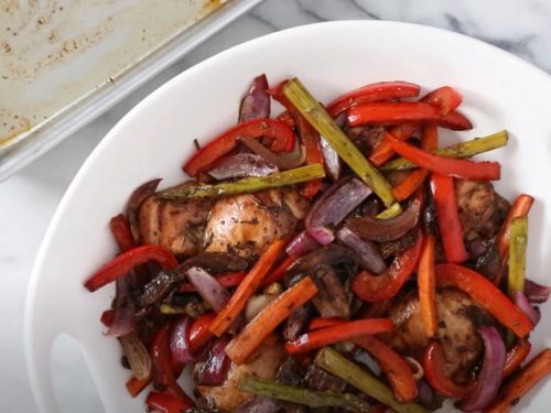 sheet pan balsamic-herb chicken and vegetables recipe