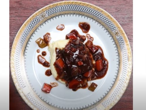 sherry-braised short ribs with potato-apple risotto recipe
