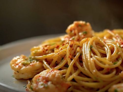 grilled shrimp spaghetti with salsa verde recipe