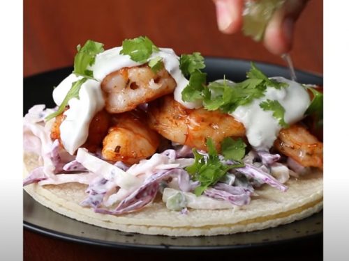 shrimp scampi tacos with caesar salad slaw recipe