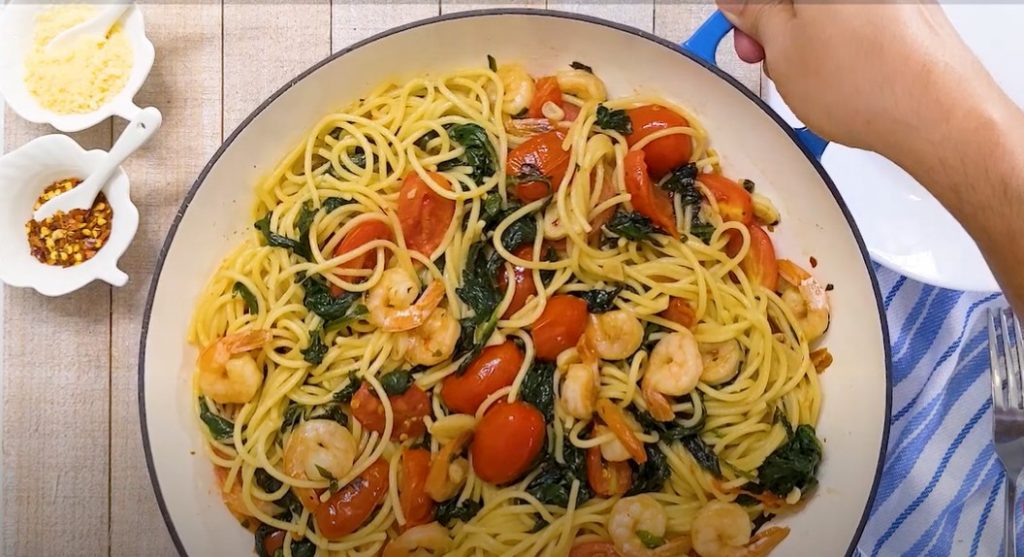 sautéed shrimp with spinach & tomatoes recipe