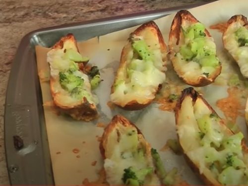 broccoli and cheddar skinny potato skins recipe