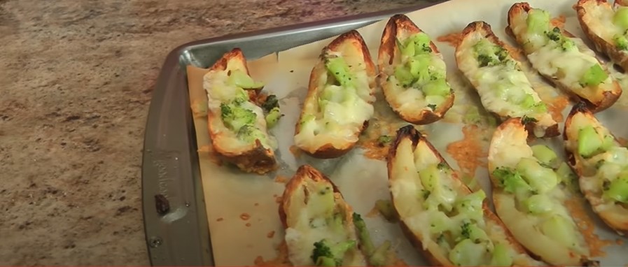 broccoli and cheddar skinny potato skins recipe