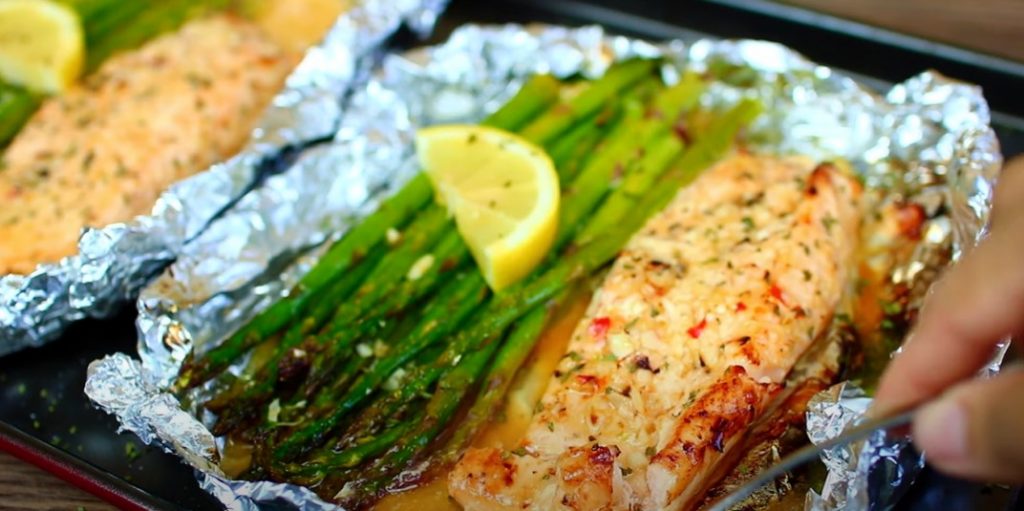 lime butter salmon in foil with summer veggies recipe