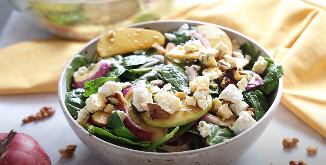 Apple Pecan Feta Spinach Salad