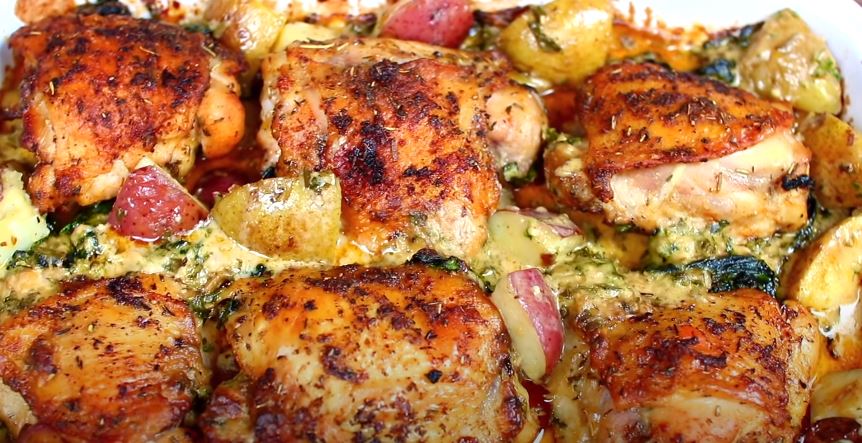 baked buttery herb chicken & potatoes recipe