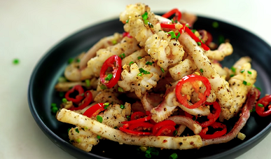 grilled calamari with minted red pepper recipe
