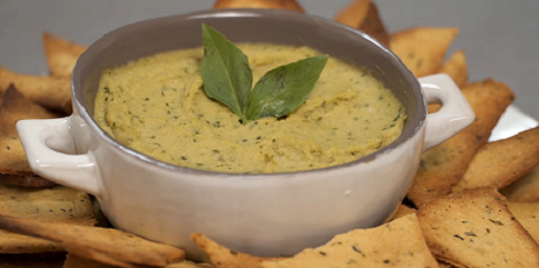 homemade hummus with spiced pita chips