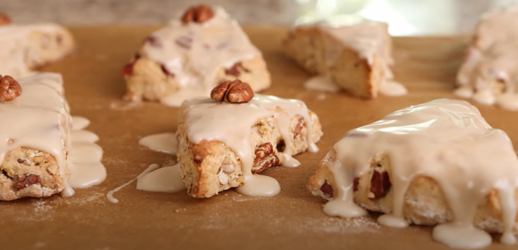 glazed oatmeal maple scones with pecans & currants recipe