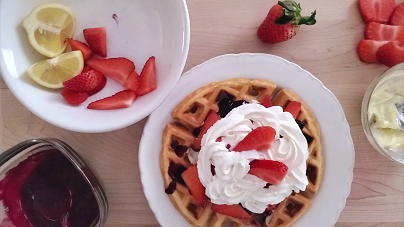 lemon belgian waffles with blueberry syrup recipe