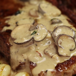 pan seared garlic butter steak mushroom cream sauce recipe