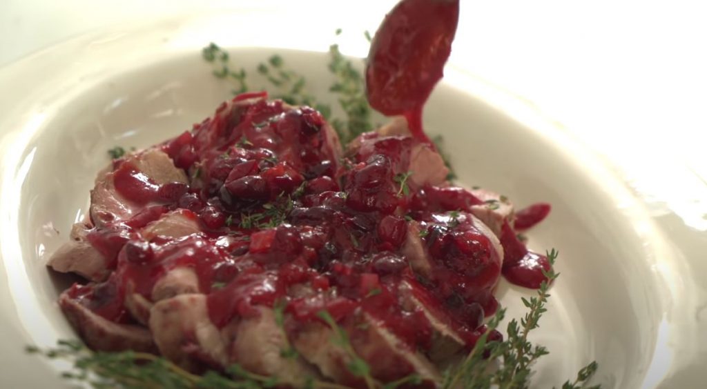Roasted Pork Loin with Cranberry-Pistachio Chutney Recipe