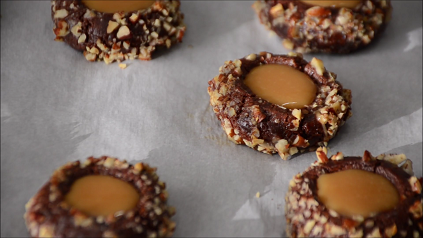 salted caramel turtle thumbprint cookies recipe