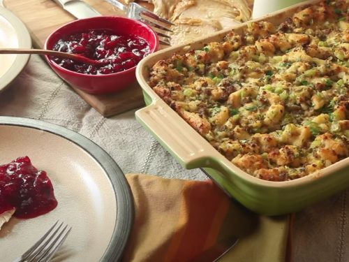 Sausage Stuffing with Caramelized Leek and Sage Recipe