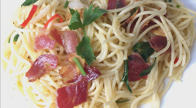 spaghetti with parmesan and bacon recipe