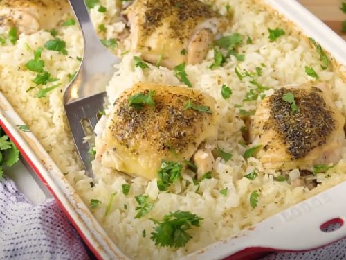 one pan baked chicken and rice casserole recipe