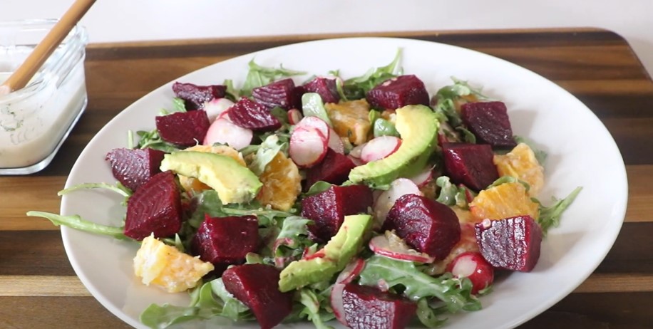 green salad with beets, oranges & avocado recipe