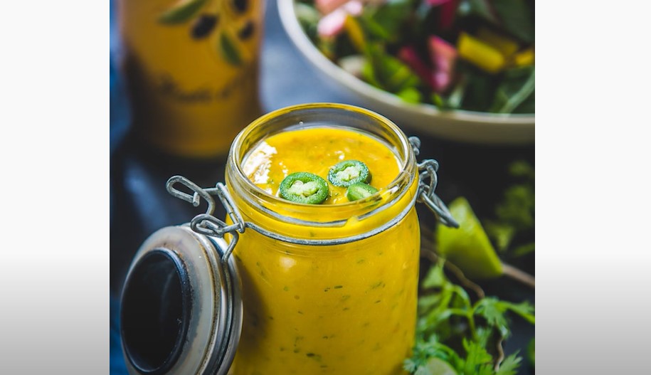 mango slaw with roasted garlic lime dressing recipe