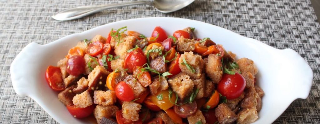 tomato and vegetable grilled bread salad recipe