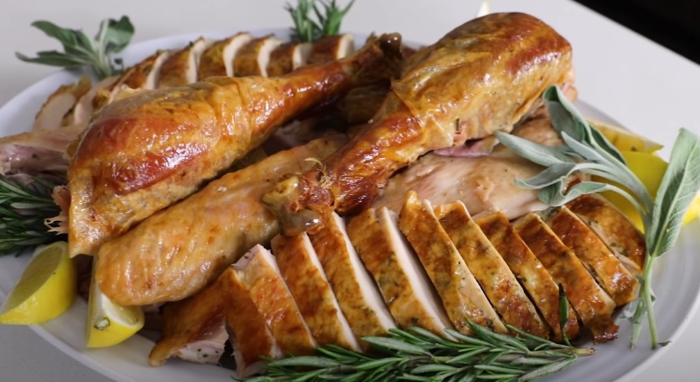 madeira-braised turkey with fried sage stuffing recipe