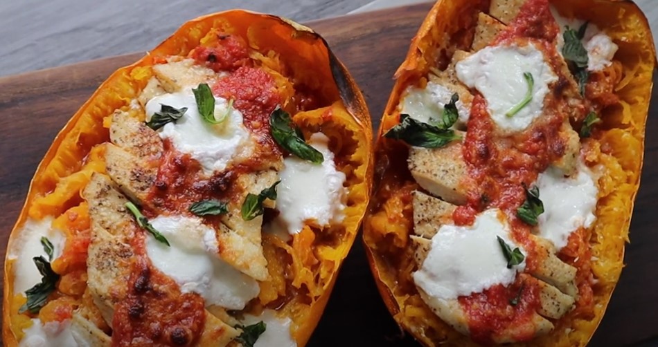 chicken parm-stuffed spaghetti squash recipe