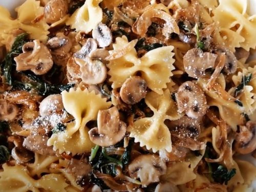 farfalle pasta with mushrooms and spinach recipe