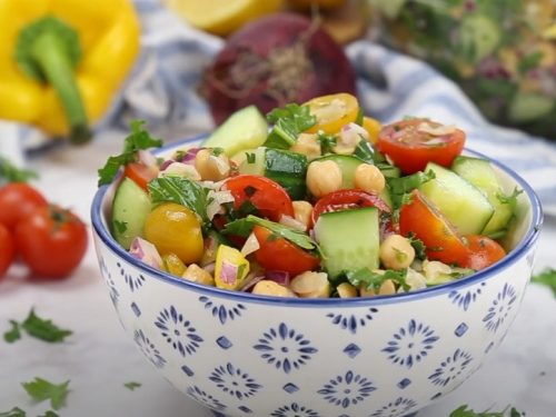 bulgur salad with cucumbers and chick peas recipe