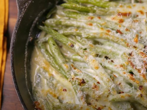 cheesy roasted garlic green beans recipe