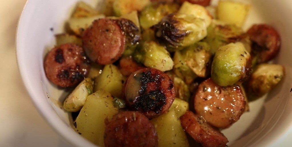spicy sausage & brussel sprouts in foil packets recipe