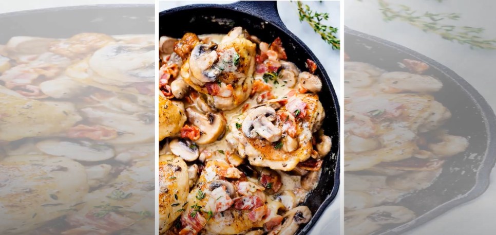 creamy bacon mushroom thyme chicken recipe